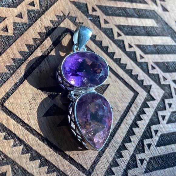 Amethyst & Ametrine 925 Sterling Silver pendant - Picture 3 of 11
